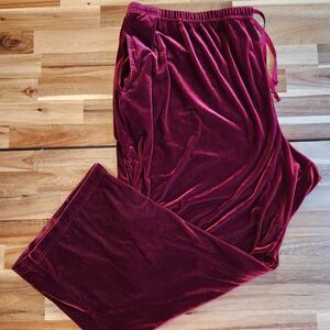 Vintage Velvet Deep Red Women's Pants
